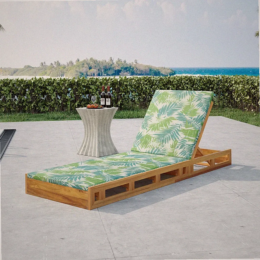 Adjustable Outdoor Reclining Chaise Lounge Chair & Cushion Set