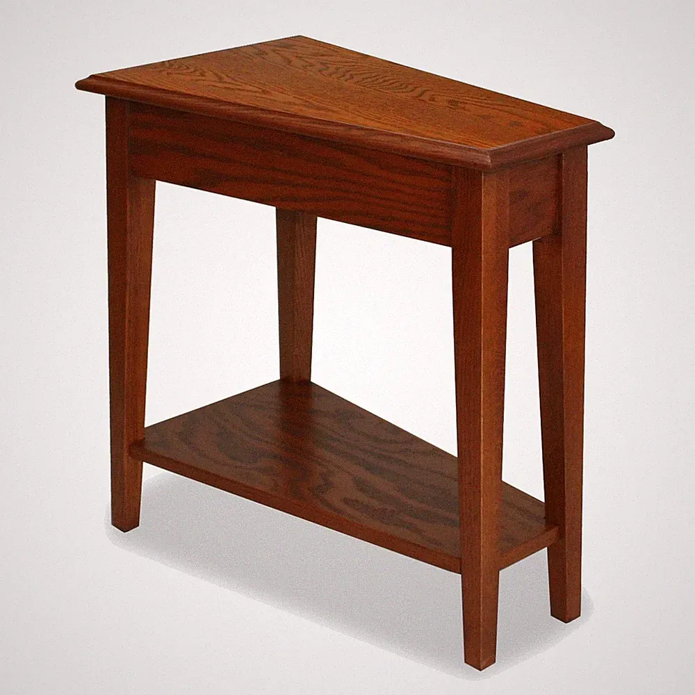 Leick Medium Oak Recliner Wedge End Table Compact Stylish Side Table With Shelf
