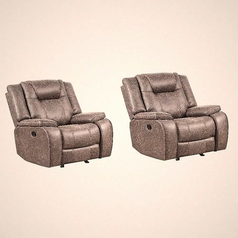 Pemberly Row Contemporary Desert Taupe Glider Recliner Two Pack