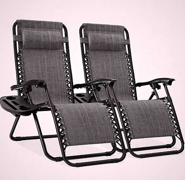 The Set of 2 Zero Gravity Chair Lounger, Black