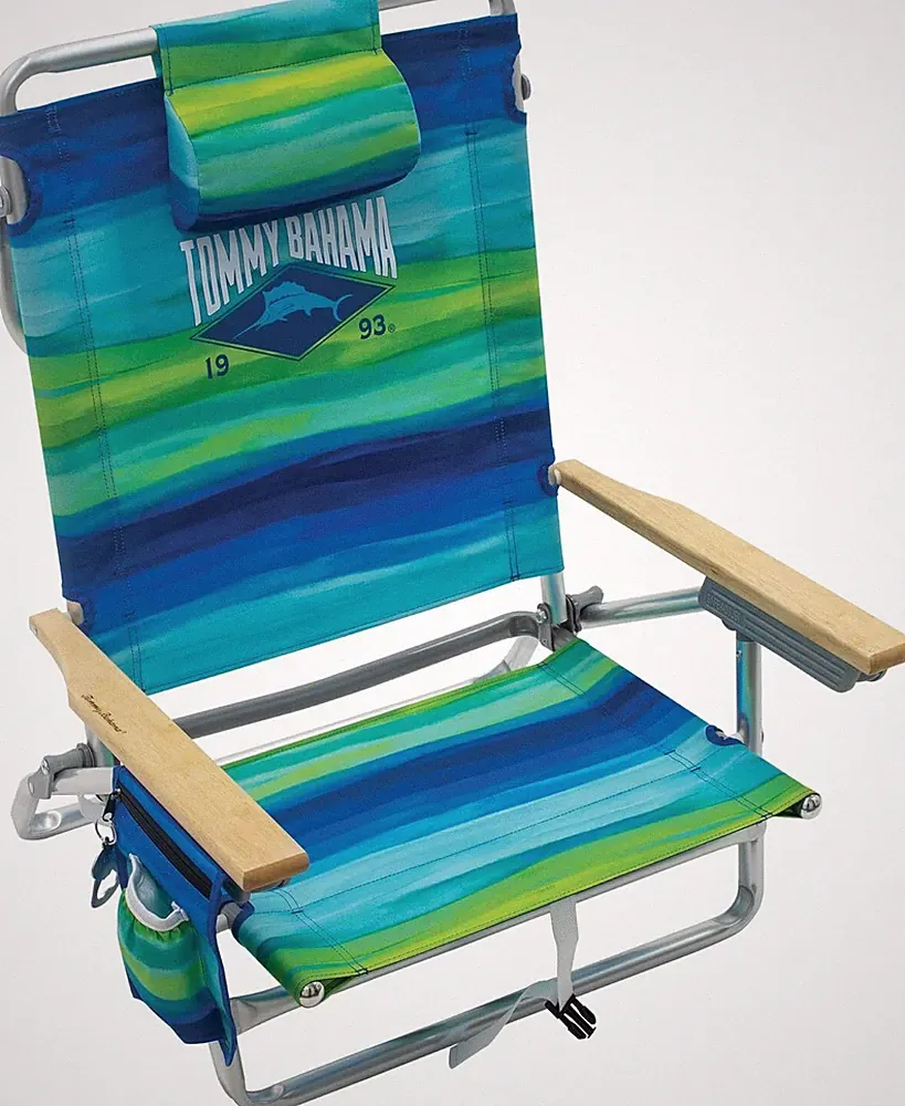 Tommy Bahama Classic Lay Flat Backpack Beach Chair With Cooler And Towel Bar